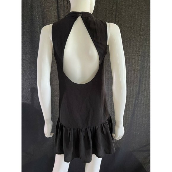 Via Vai Women's Mini Dress Sleeveless Black Flowers Embroidered Open Back S - Picture 9 of 12